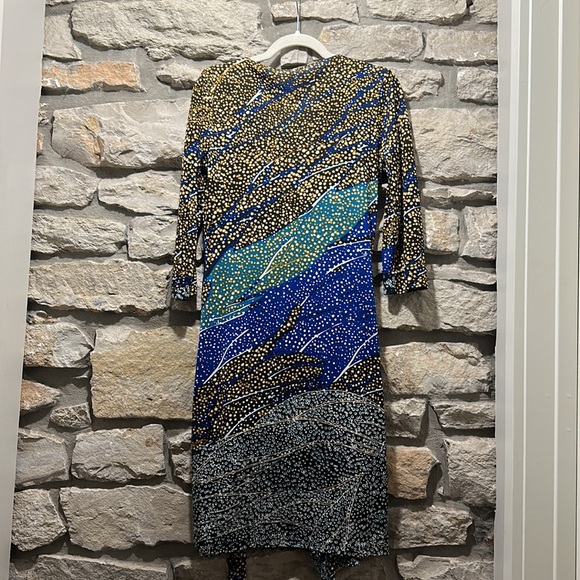 Diane Von Furstenberg Julian Two Mountain Jewels Printed Silk Wrap Dress Size 6 - Picture 4 of 4